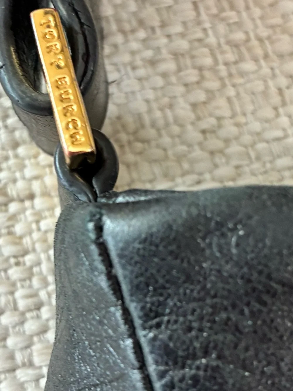Tory Burch EUC Black Slouchy Leather Hobo Shoulder Bag